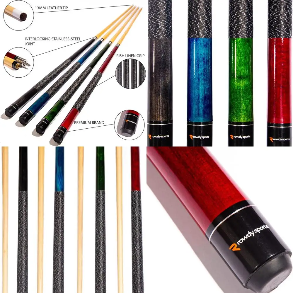 

Набор деревянных бильярдных кий диаметром 4-57 дюймов — бильярдные палочки на 20 унций с кожаными наконечниками диаметром 13 мм черного, синего, зеленого, красного цвета