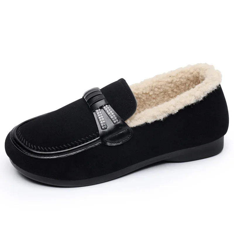 Women Winter Casual Shoes New Moccasins Soft Flat Non-slip Loafers 2024 Fashion Comfort Warm Plush Slip on Female Cotton Shoes