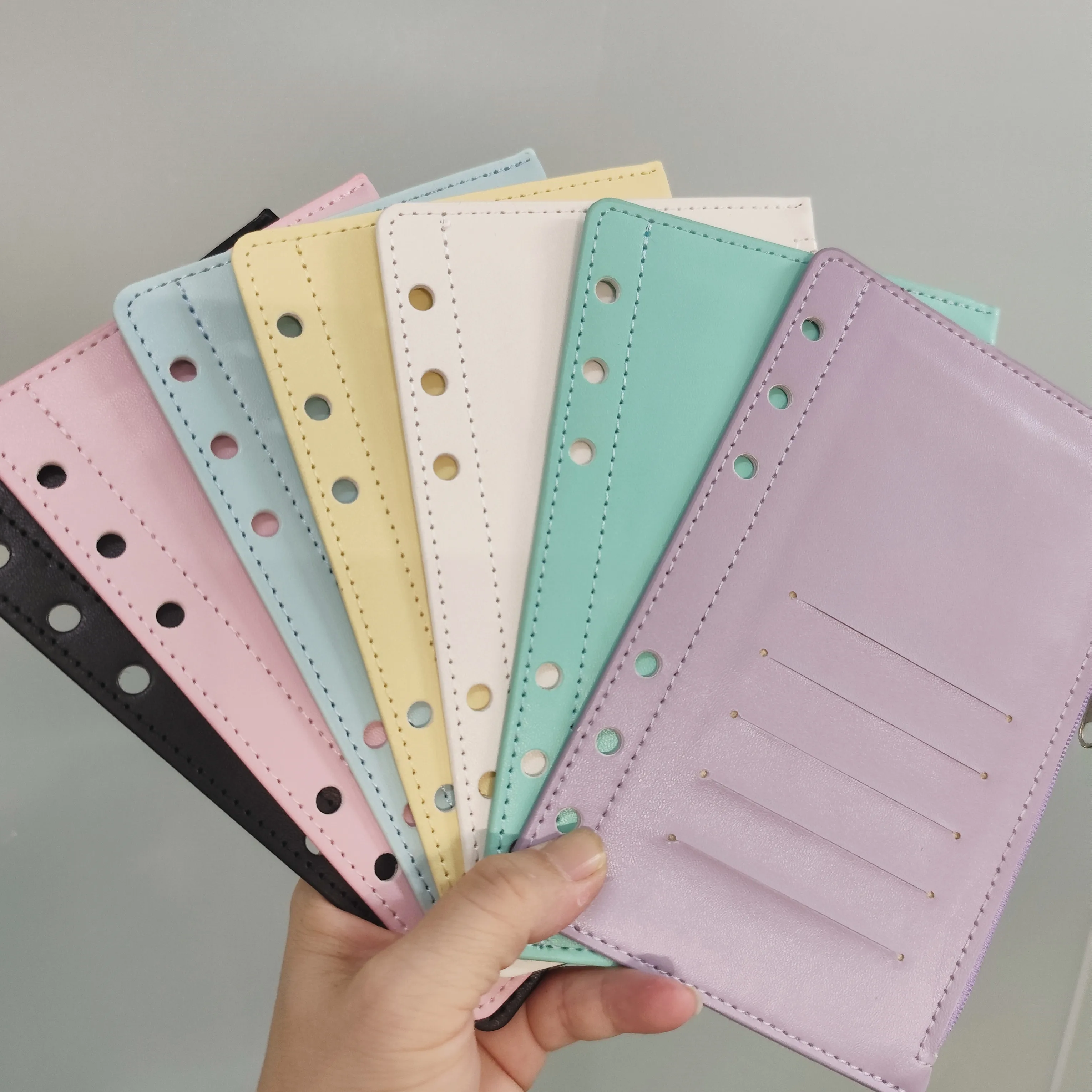 

A6 Colorful Zip Bag Binder Loose Leaf Document Filing Bags DIY Document Bag Binder Rings PVC Storage Binding Folder