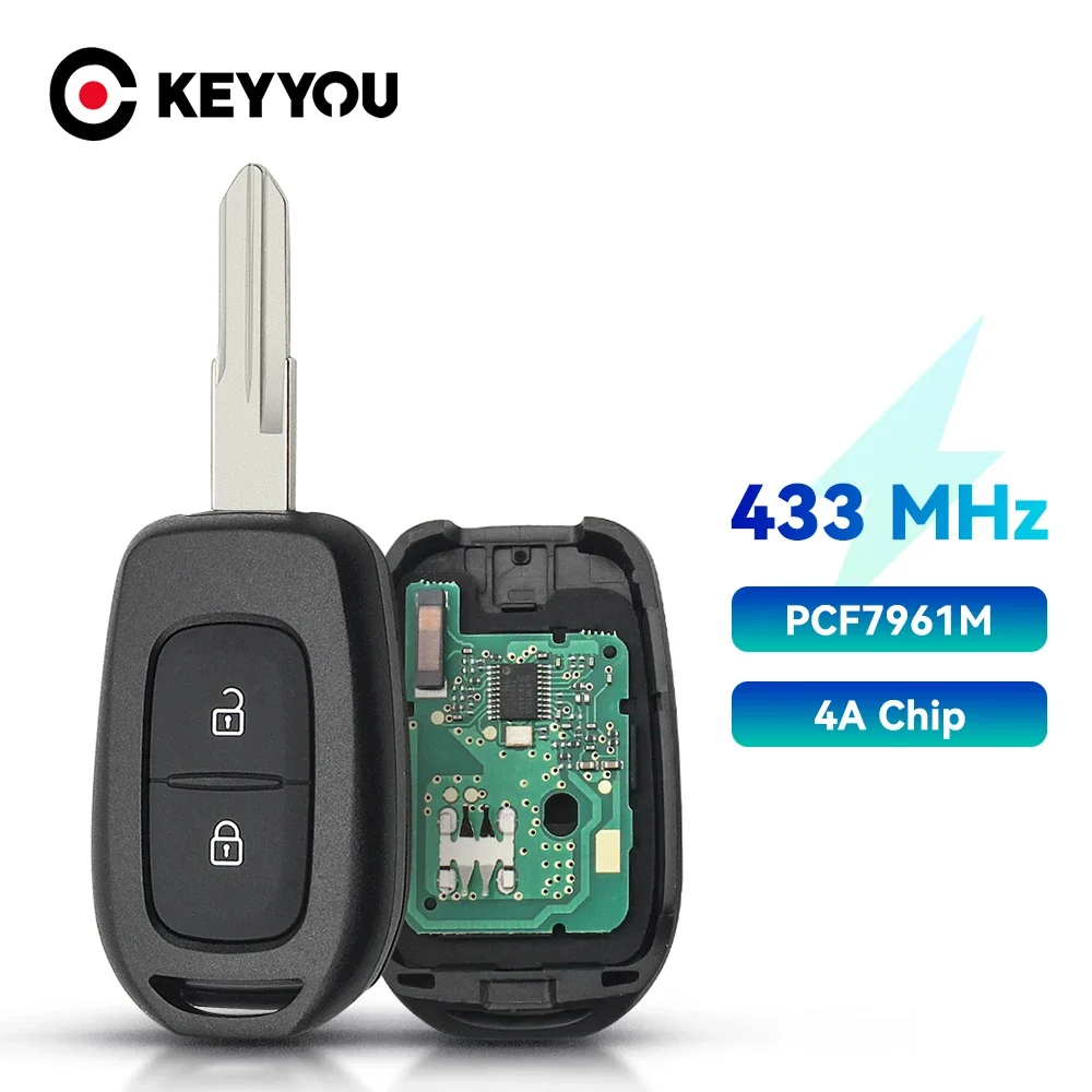 KEYYOU For Renault Sandero Logan Lodgy Dokker Dacia Duster 4A7961 Chip 433Mhz Auto Smart Control Car Remote Key