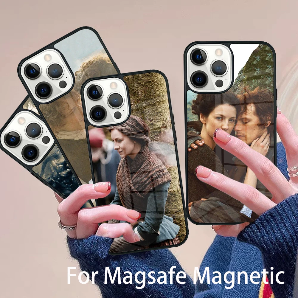 

Jamie and Claire Outlander Phone Case Magesafe Magnetic Wireless Charge Cover For IPhone 16 11 12 13 14 15 Pro Max Plus Mini