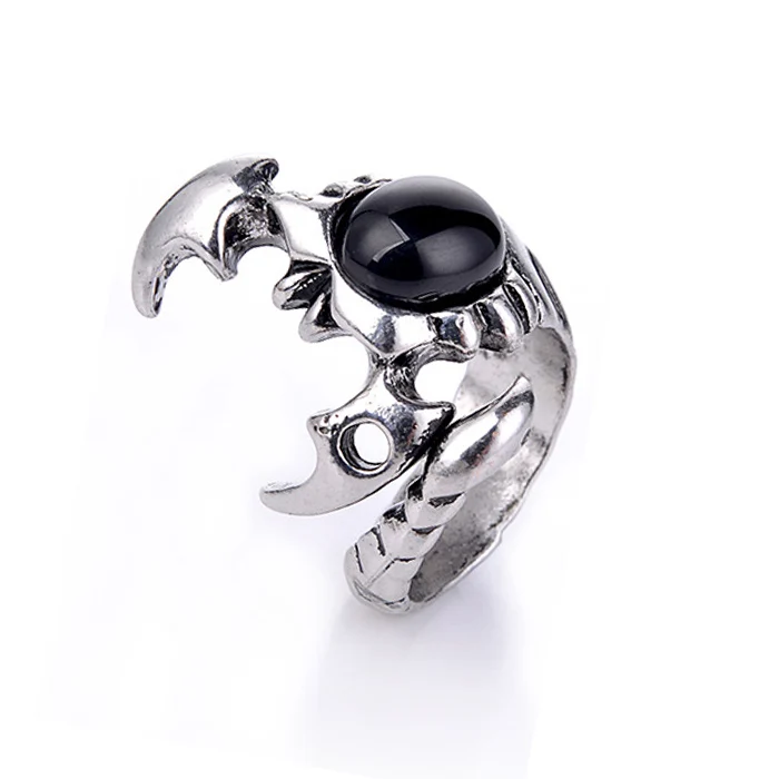 Retro Punk Men Ring Scorpion Cool Hip Hop Rock Locomotive Ring Alloy Ancient Silver Color Finger Ring Women Jewelry