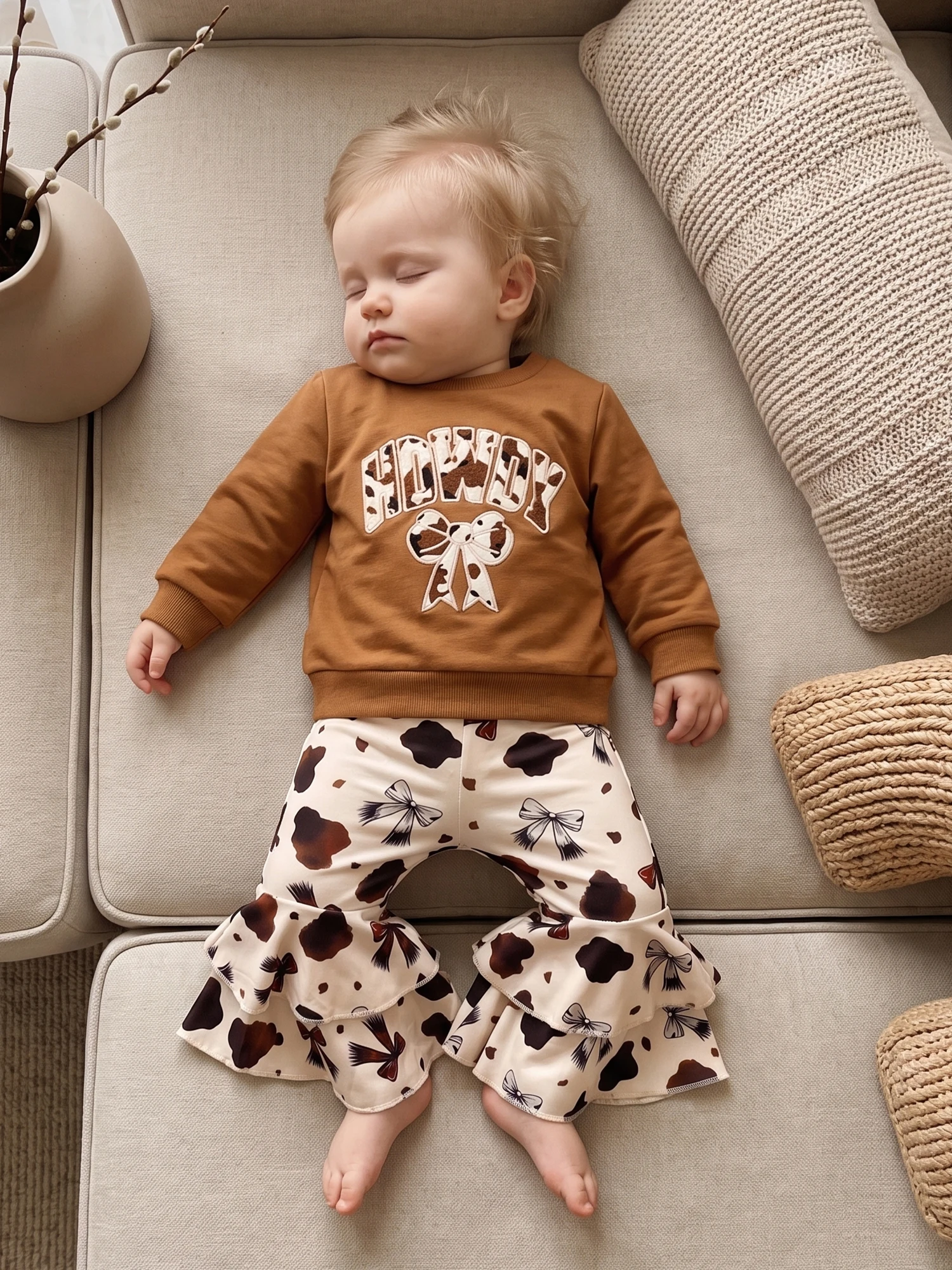 Toddler Girl Sweatshirt Bell Sleeve Crew Neck Bell Bottom Pants Toddler Girl Outfit Outfit Long Sleeve -Bell Bell Lightweight