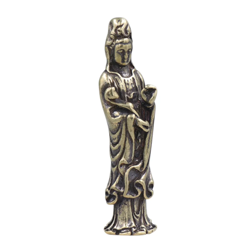 

Guanyin Crafts Brass Tabletop Decor Copper Material Safe Gentle Excellent Texture Religious Significance Bodhisattva Ornament