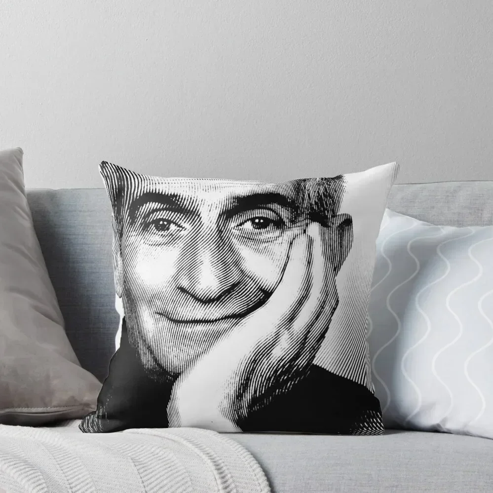 

Black & White Portrait (Linocut) Of Louis de Funès Throw Pillow bed pillows Luxury Cushion Cover pillow
