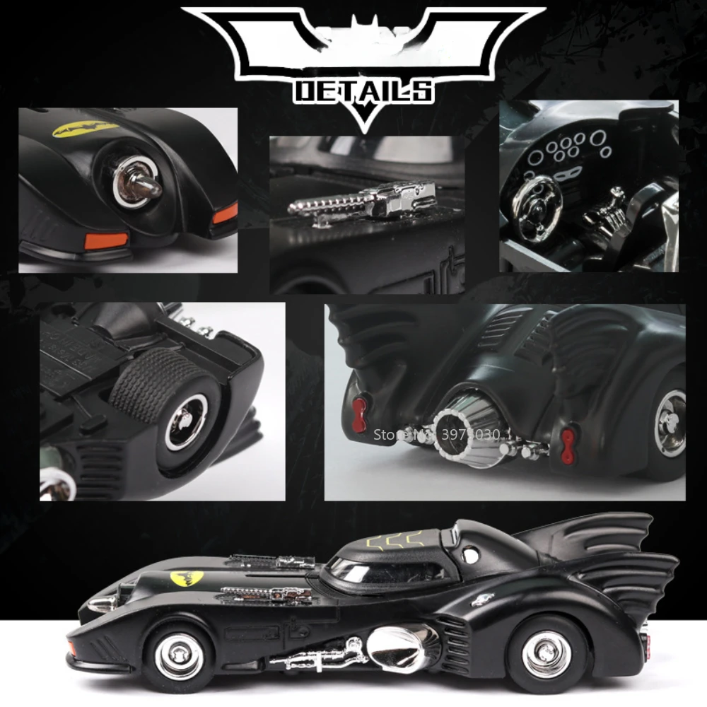 1/38 Scale Bat Mobile Tank Car Model Toys Alloy Diecast Simulation Metal Vehicles Sound Light Pull Back Car Toys for Child Gifts