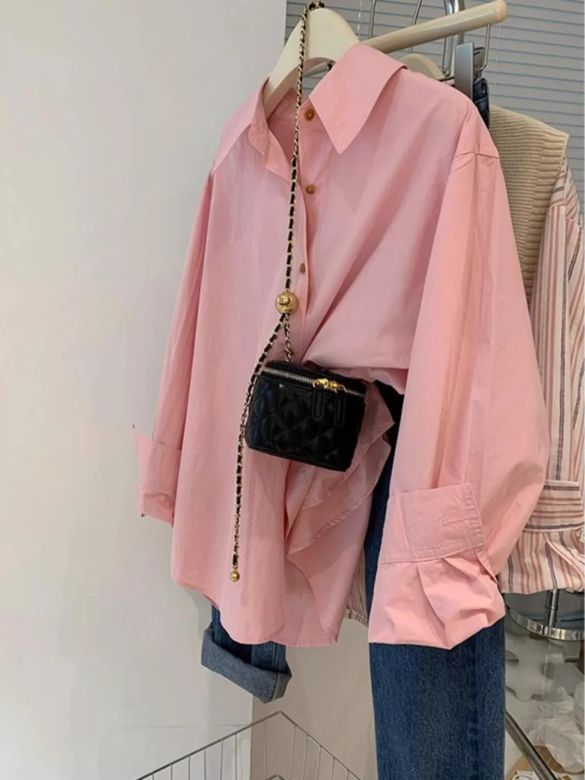 

Корейская модная повседневная женская рубашка из чистого хлопка, весна-осень, новая коллекция, элегантная и стильная.