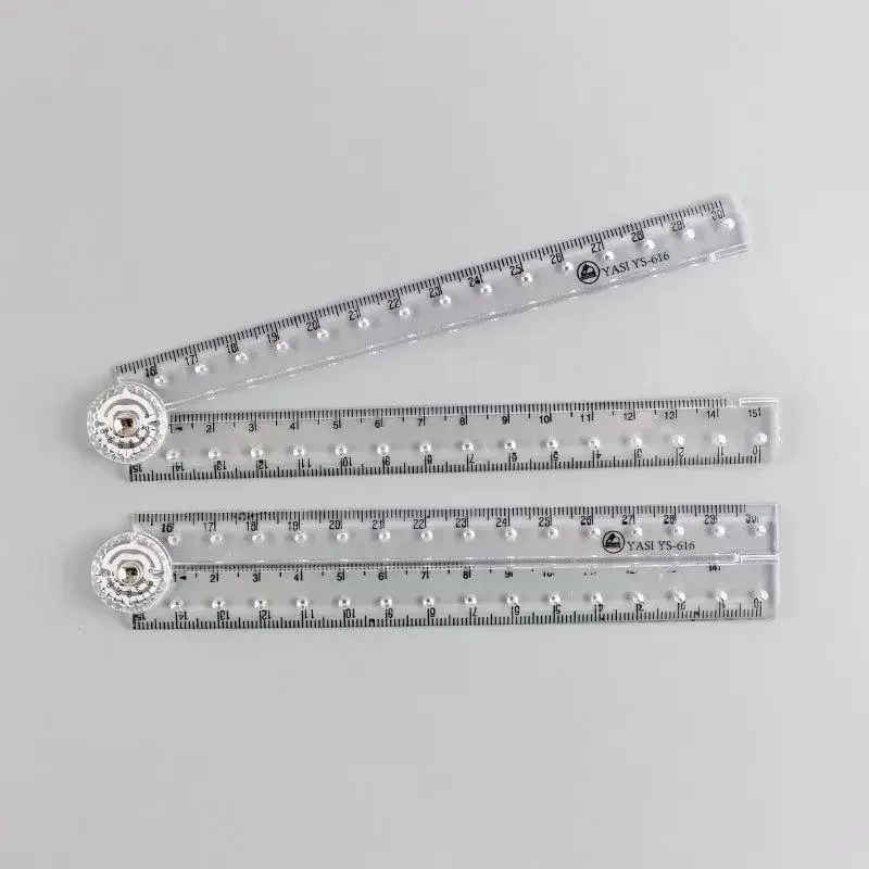 1/5Pcs Simple Scale Plastic Student Drawing Ruler Acrylic Transparent Foldable Ruler For School & Office Straight Ruler