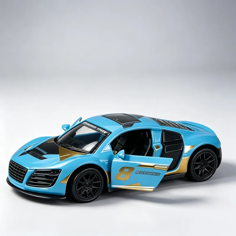 Modèle de voiture de sport en alliage 1:36, voiture jouet à double porte réactive, pièce d'exposition de simulation de course