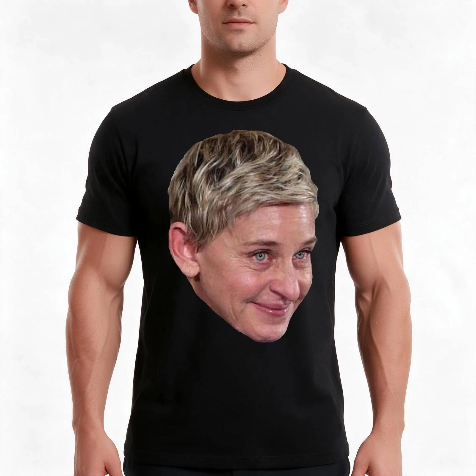 Ellen Crying Meme T-Shirt, Summer Casual Cotton Tee, Oversized Streetwear Tops, Vintage Graphic Print, Loose Fit Short Sleeve
