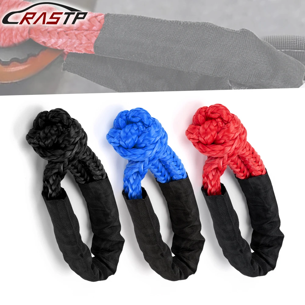 RASTP-17ton 37400lbs Winch Rope Synthetic Soft Shackle U Hook Car Trailer Tow Hook For Jeep Truck SUV BTD052
