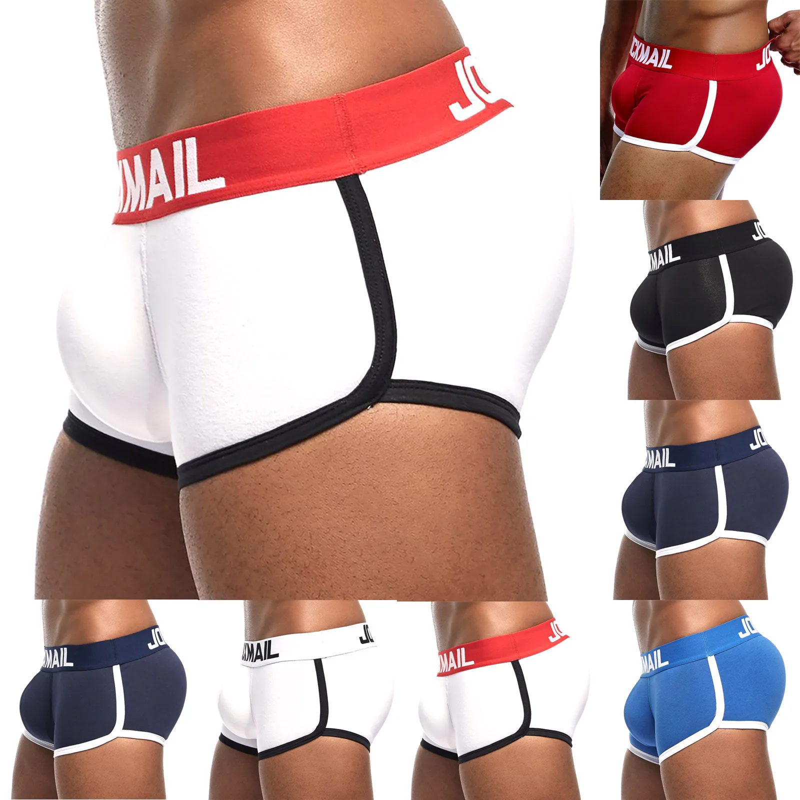 JOCKMAIL Fashion Dynamic Boxer Briefs Casual Home Men\'s Underwear Low Waist Breathable Sports Male Underpants Beach Shorts