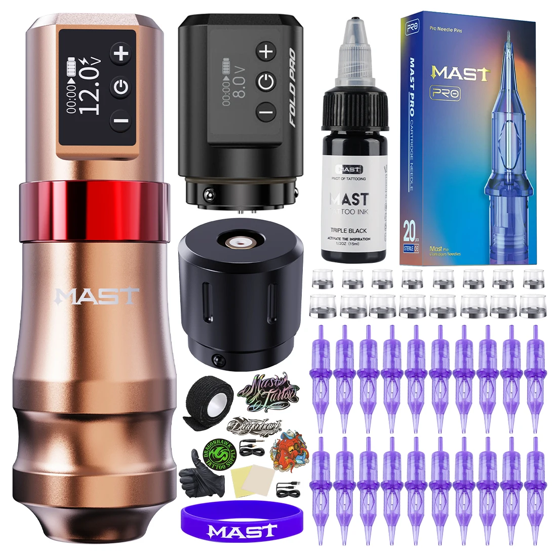 

Mast Mini Coreless Motor 1600mAh High Capacity Changeable Wireless Or Wire Battery RCA Machine 3.6mm Stroke Tattoo Machine