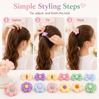 12PCS New Cut Hair Ties Princess Sweet Flower Bow Girls Women Elastic Hair Bands Hair Accessories Headwear Scrunchies 2030 5