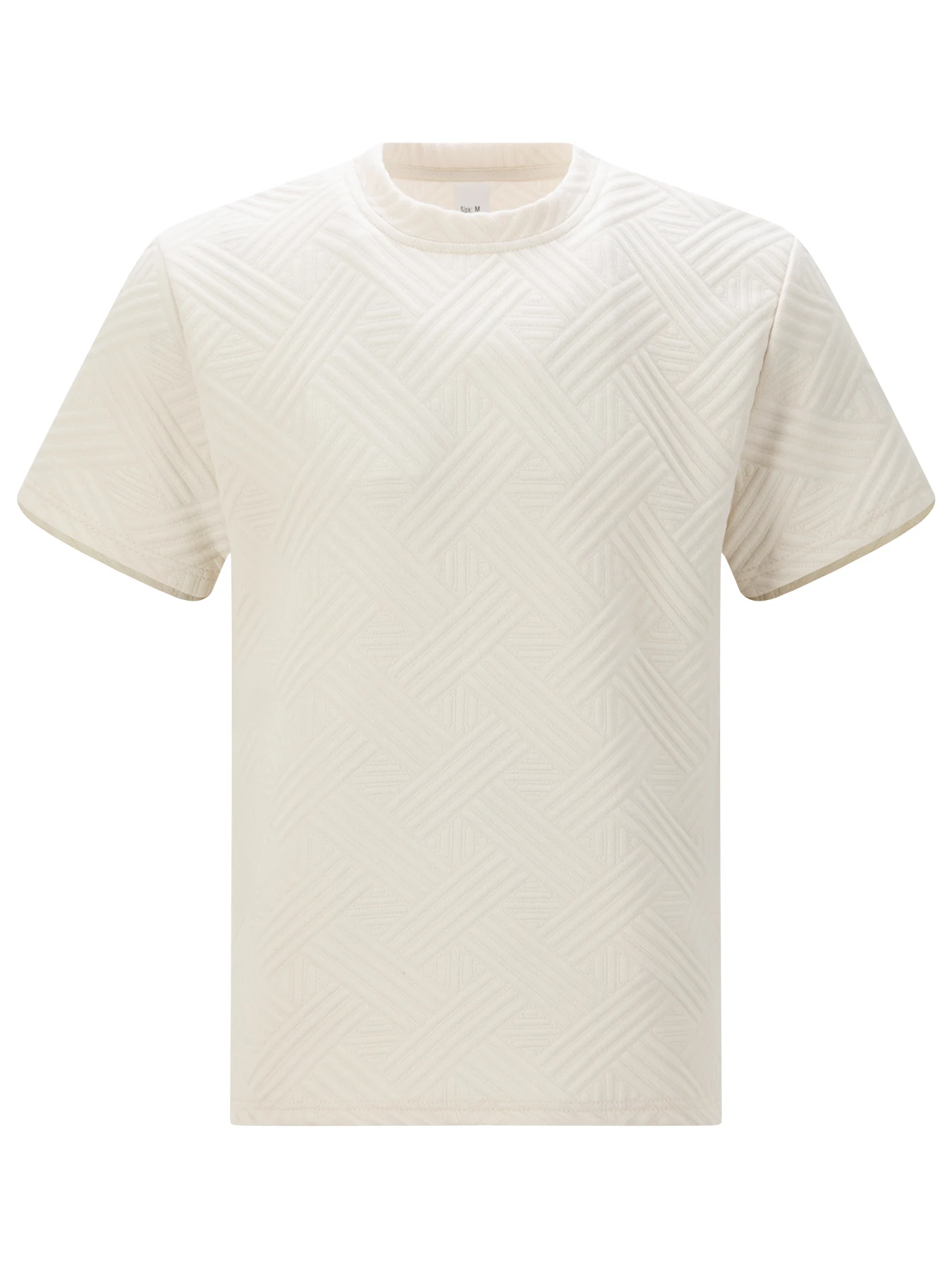 Men's Jacquard Textured Crew Neck Short Sleeve T‑Shirt, Solid Color Breathable Casual Tee, Summer Daily Streetwear Tops for Men
