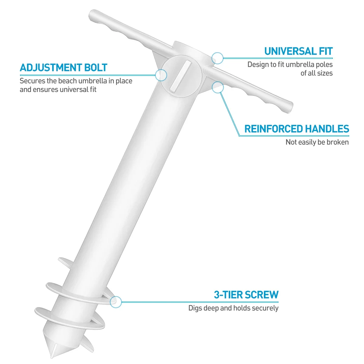 Stojak ciężki świder z trzema podstawami parasole ogrodowe obrotowa piaskowa kotwica z parasolem na zewnątrz i śrubą plażową Parasol diamentowy grunt