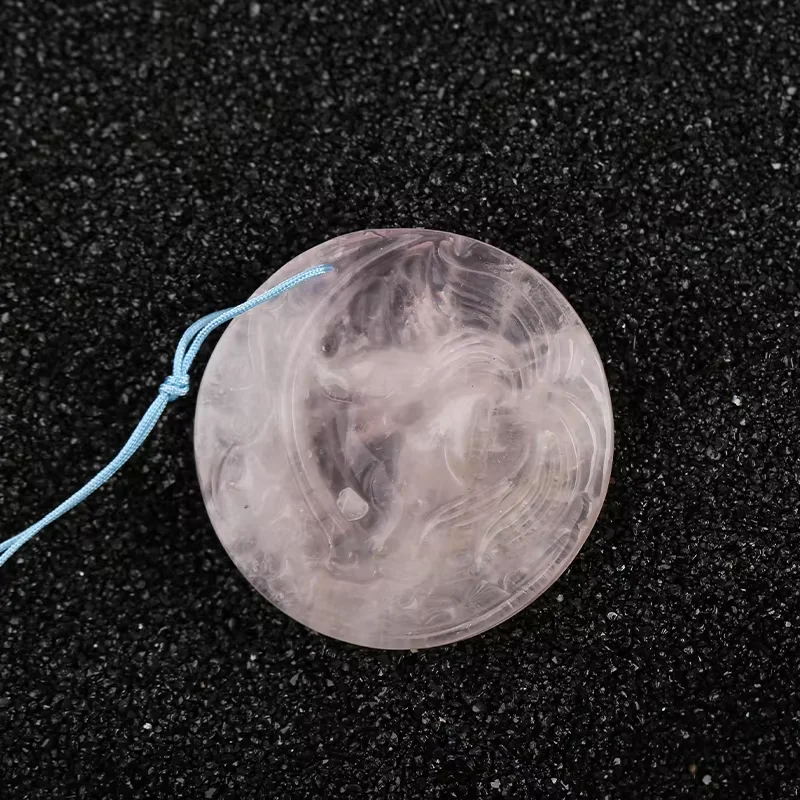 Natural Gemstone Pink Quartz Lucky Cat, DIY Handmake Jewelry  30x24x6mm 13g