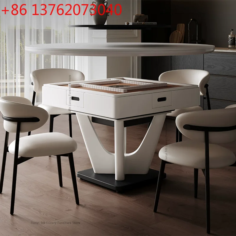 

Italian Minimalist Mahjong Table Modern Slate Island Counter Integrated Dining Table Mahjong Machine Home Furniture