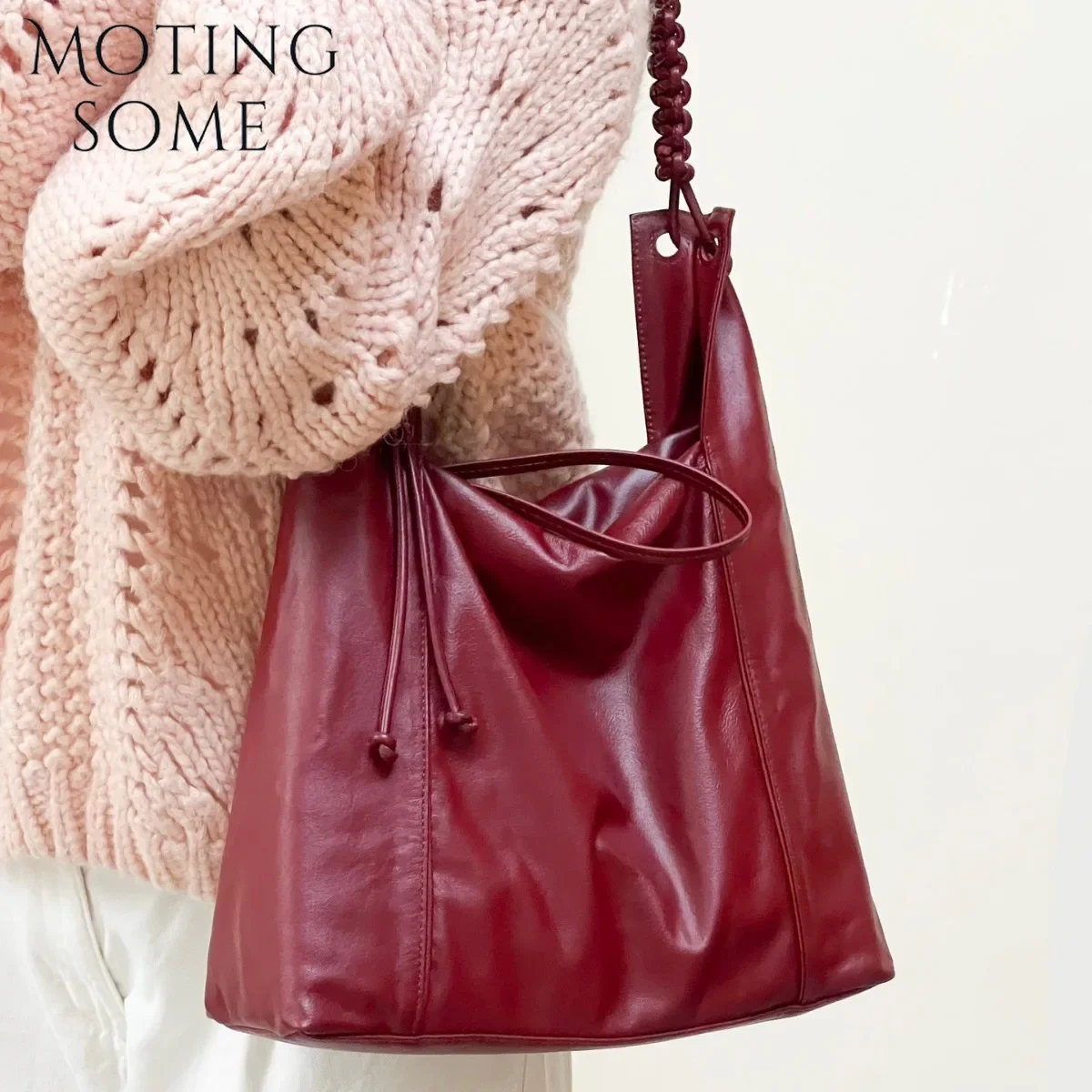 Motingsome Frist Layer Cowhide Shoulder Bags Soft Natural Cow Leather Casual Tote  Fashion Lady Underarm Daily Purses 2024 New