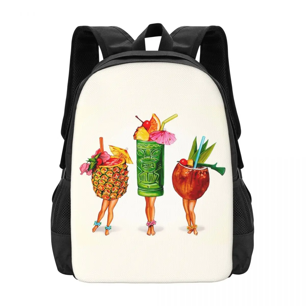 

Tiki Cocktail Pin-Up Backpack Hot Sale Daypack Large Capacity Children BookBag School Bag Shoulder Bags for Men Women
