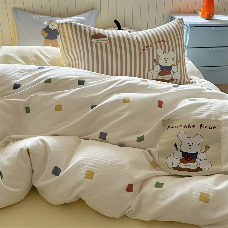 

Customizable 2025 spring and summer new cotton printing double yarn sticker 1.2/1 5/1.8 meters four-piece set