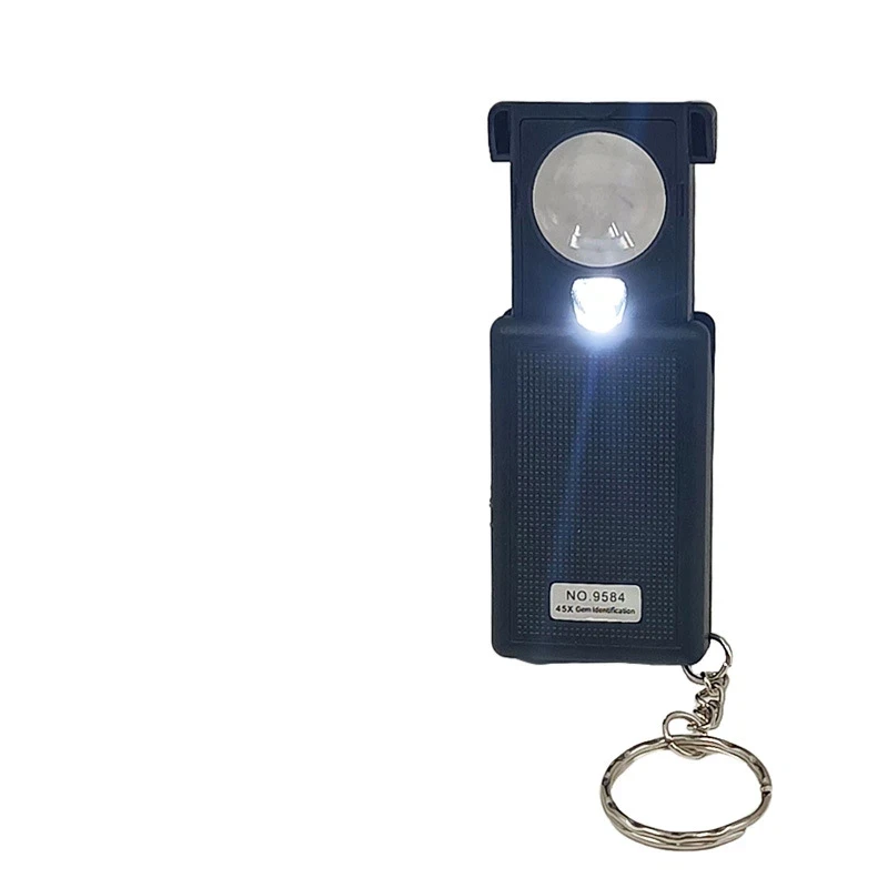 Jewelry Inspection Magnifier 30-60x Retractable Portable Magnifier with LED Light Metal Keyring Magnifier Jewelry Tool