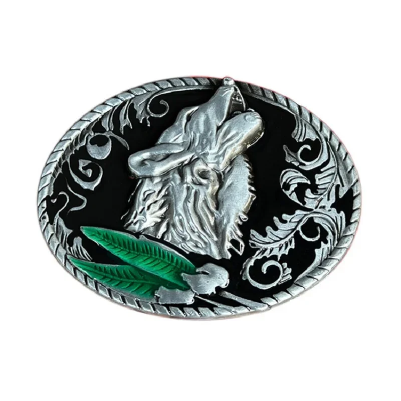 Wolf head howling belt buckle western cowboy