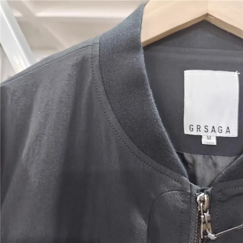 Silver Tai Men's Long Coat Stand Fit Youth Faion Autumn Season Polyester Fabric ket Detail Iron-Free Procing