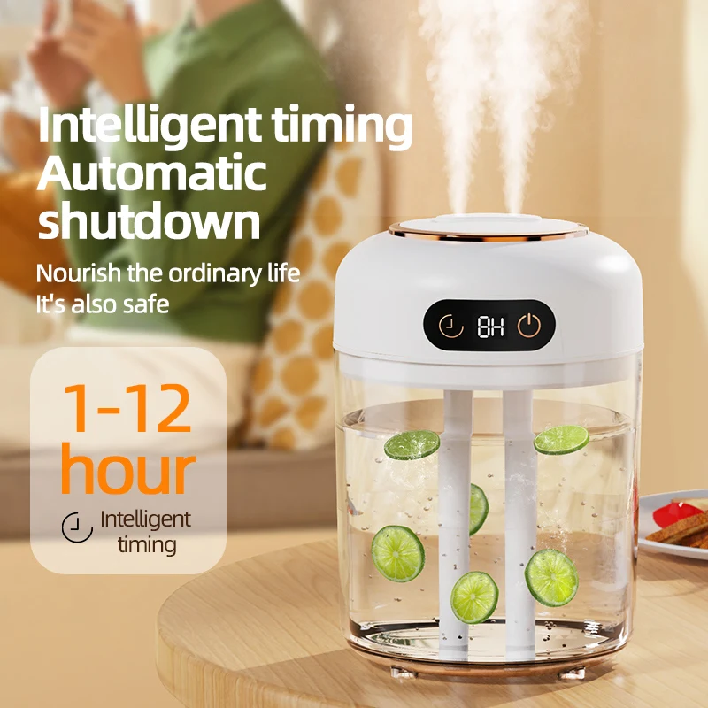 Dual Nozzle 4.5L Large Capacity Digital Home Aromatherapy Humidifier,  Remote ControlUSB Bedroom Desktop Air Humidifier