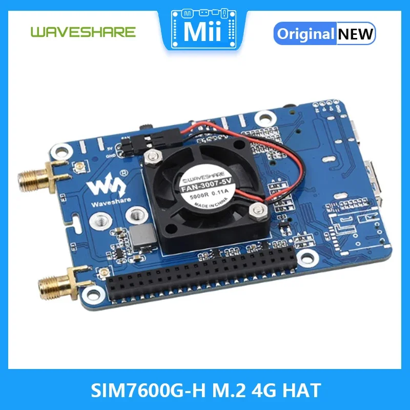 SIM7600G-H M.2 4G HAT for Raspberry Pi LTE CAT4 High Speed, 4G/3G/2G, GNSS, Global Band