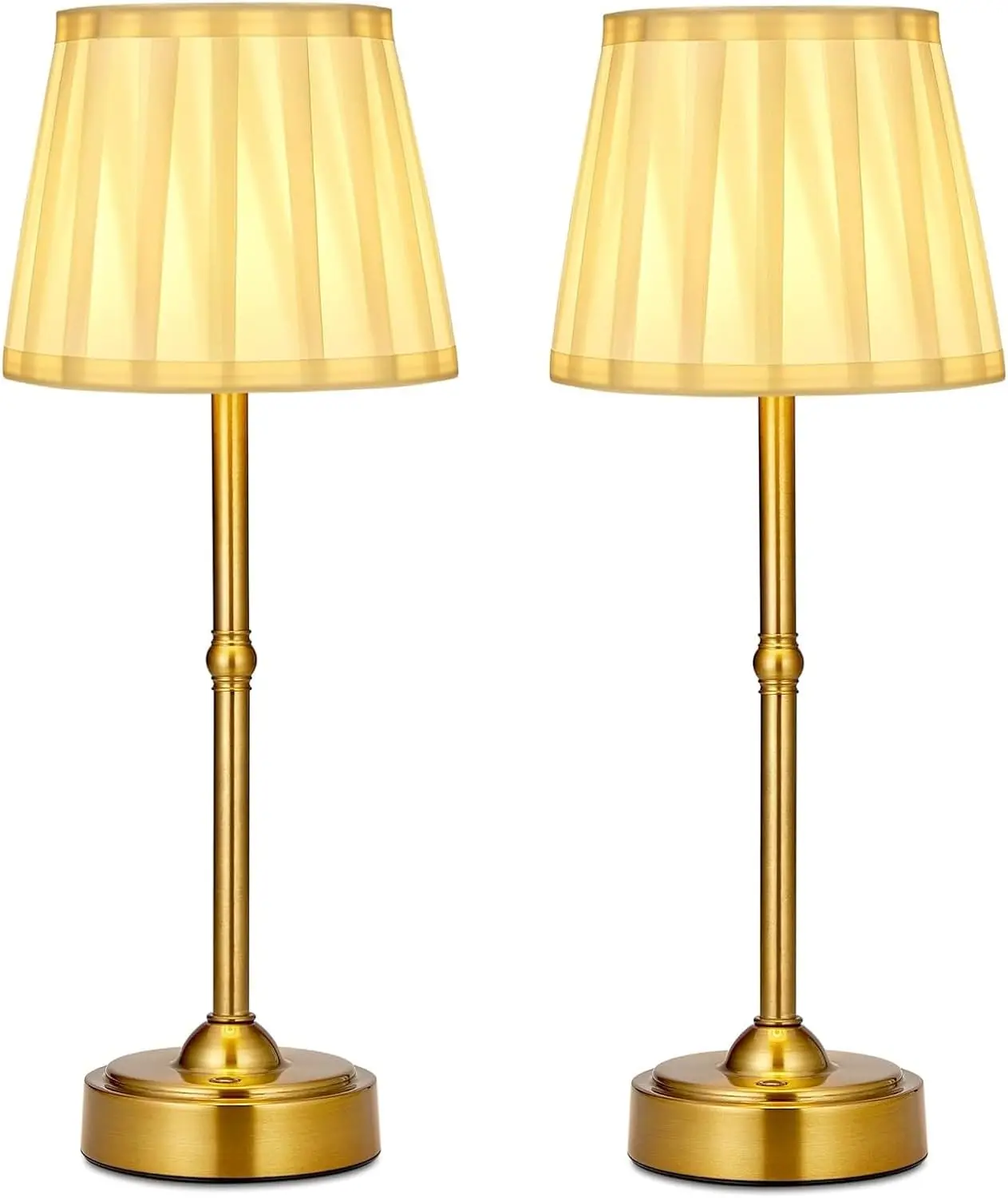 

Cordless Rechargeable Table Lamp Set of 2, 6000mAh Gold Bedside Lamp for Bedroom, Living Room, Dining Room, Balcony