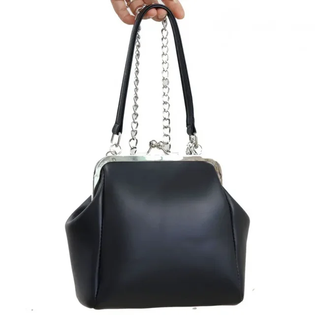 Moda damska torebka pocałunek zamek PU skórzany łańcuszek torba na ramię typu crossbody Vintage małe kobiece torby z klipsem torebki torba na telefon