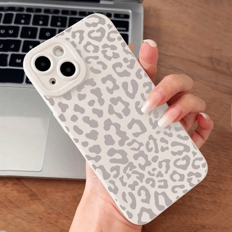 Animal Minimalist Gray Leopard Print Case For Samsung Galaxy A56 A16 A35 A55 A34 A54 A53 S25 Ultra S24 FE S23 Plus S22 S21 Cover