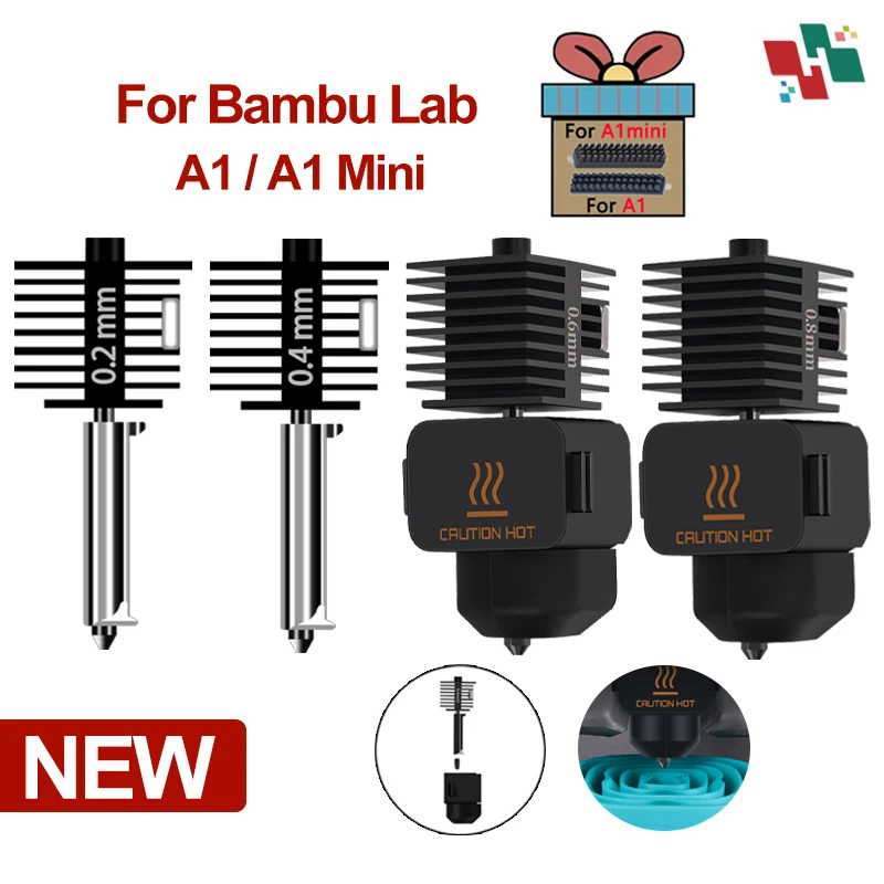 �y�Z�[�����z�z�b�g�G���h�L�b�g Bambu Lab A1/A1 Mini �A�b�v�O���[�h�z�b�g�G���h�A�Z���u�� 0.2/0.4/0.6/0.8mm �d���|�m�Y�� 3D �v�����^�[�p�[�c