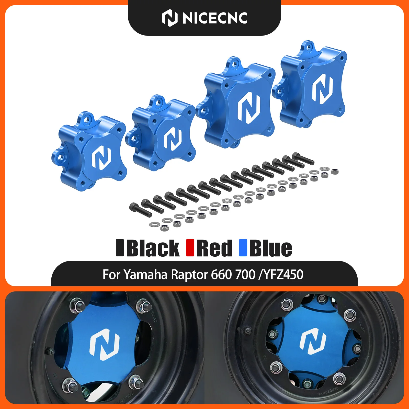 NICECNC +1.5 Front & Rear Wheel Hub Centric Spacer For Yamaha Raptor 660 700 700R YFZ450 RSE 2006-2026 Aluminum ATV Accessories