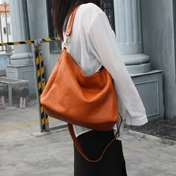 Handmade Handbag Women Large Capacity Tote Bag Vegetable Tanned Cowhide Shoulder Crossbody Bags Genuine Leather Bag High Quality