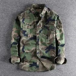 Men Camouflage Cargo Shirts Cotton High Quality Durable Outdoor Hiking Sport Daily Military Casual Youth Pocket Breasted Camicia