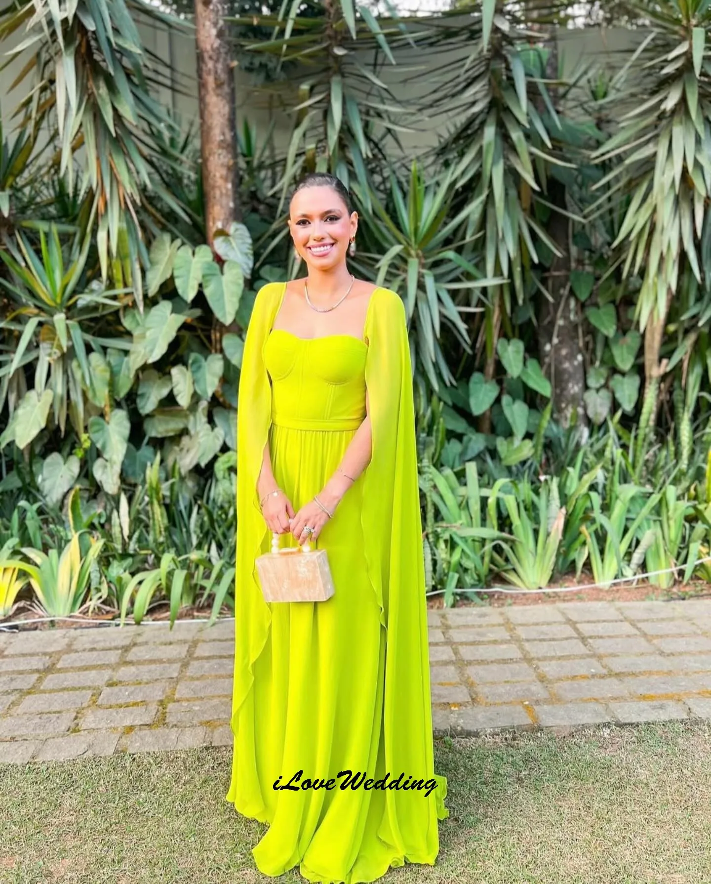 Fluorescent Green Eleagnt Evening Dress 2025 Chiffon Long Sleeve Woman Party Dress Maxi Dress Formal Gowns For Woman Customized