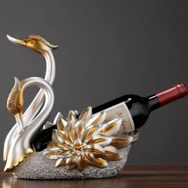 

Creative Wine Rack Ornaments Home Accessories Scandinavian Wine Cabinet TV Cabinet Swan Decorations Housewarming Gift Crafts