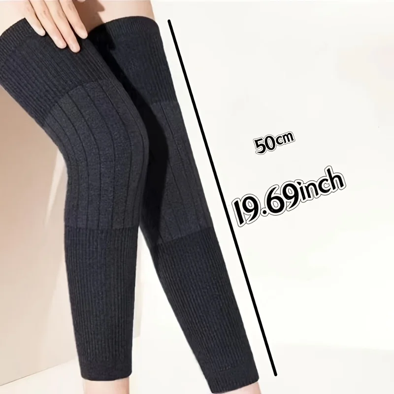 1set (Left Leg + Right Leg) Warm Knee Pads, Autumn and Winter Extended Warm Knee Pads, Non-Slip Thickened Leg Warmers