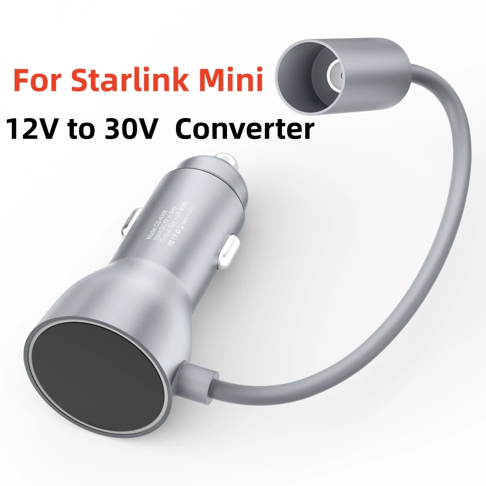 For Starlink Mini 12V Car Charger Adapter 30V Output Cigarette Lighter Adapter Cable 12V to 30V Step Up Converter Power Supply