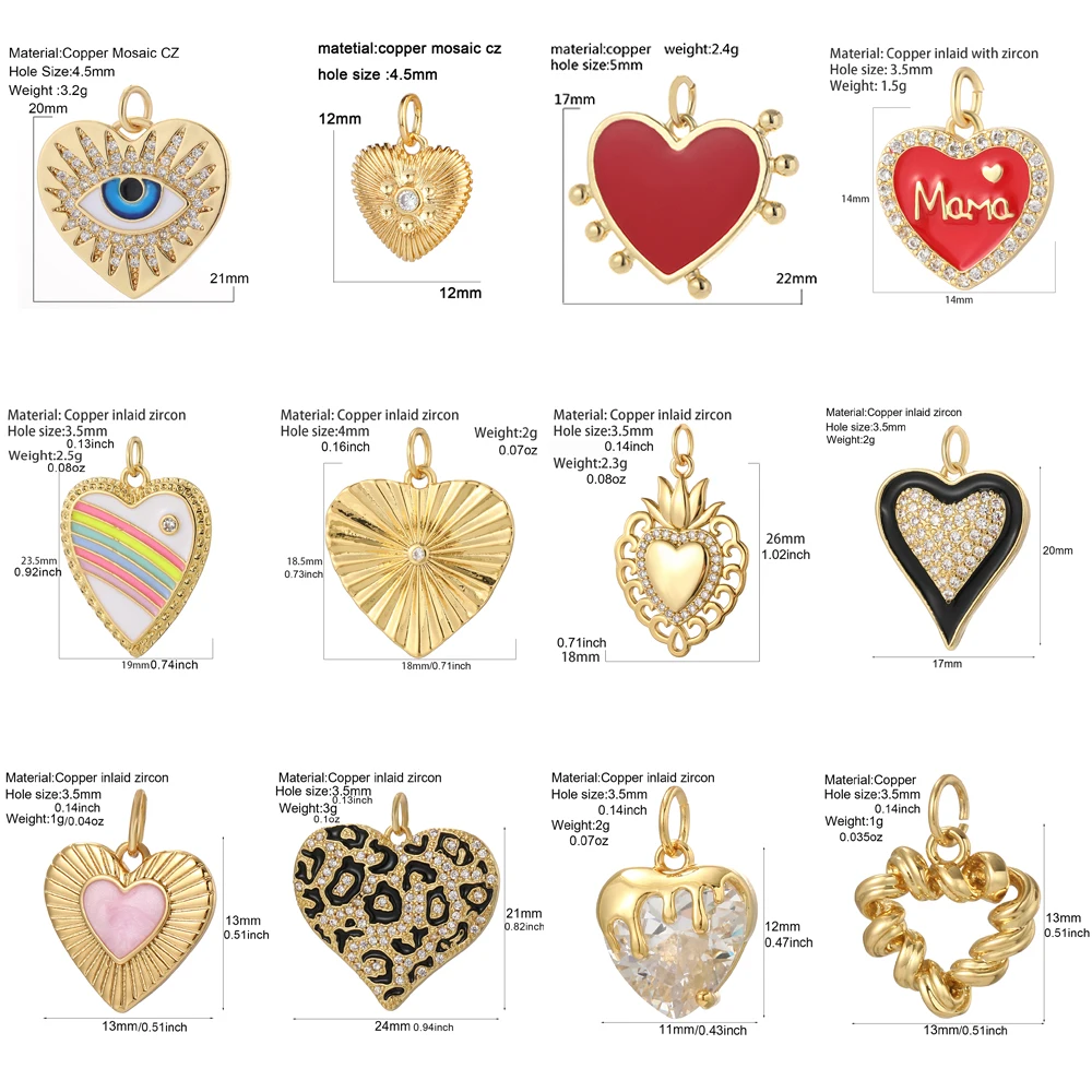 Cute Red Heart Charms for Jewerlry Making Supplies Bohemian Love Gold Color  Diy Earrings Necklace Bracelet Excellent Quality