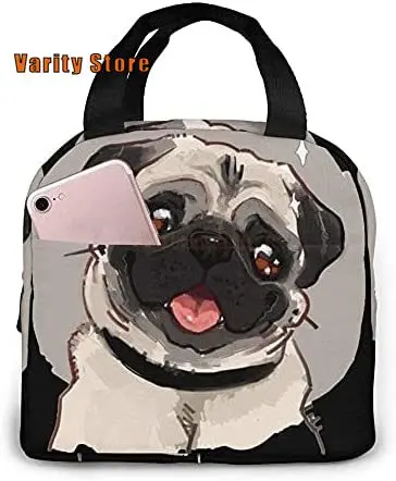 

Lunch Bag Cute Pug Dog Lunch Box Insulated Bag Tote Bag For Men/Women Work Travel