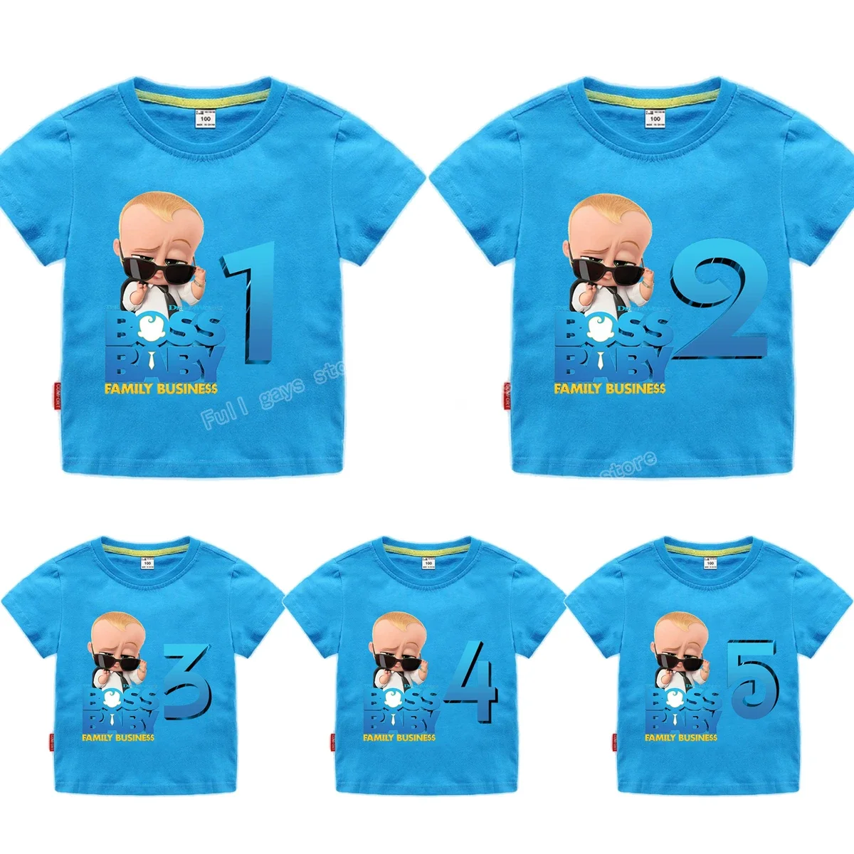 Bossed Number T-shirt Kids Baby Birthday Digital Clothes Boy Boutique Tops Cotton Hight Quality Toddler Shirts Children Clothing