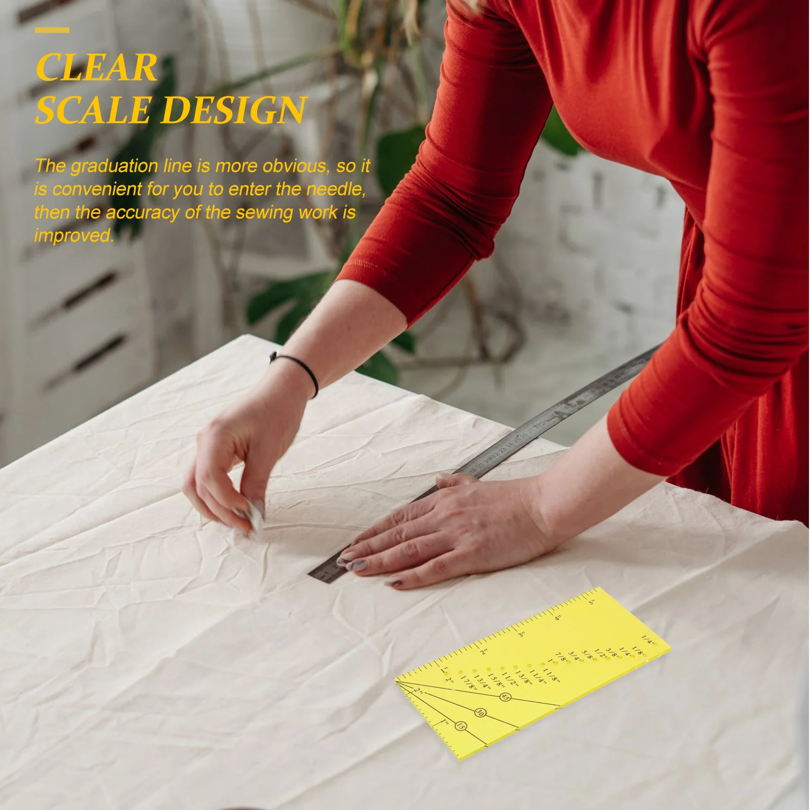 

Perforated Seam Ruler Sturdy Sewing Machine Guide with Clear Scale for Accurate Seam Allowance DIY Fabric Sewing Ruler Quilting