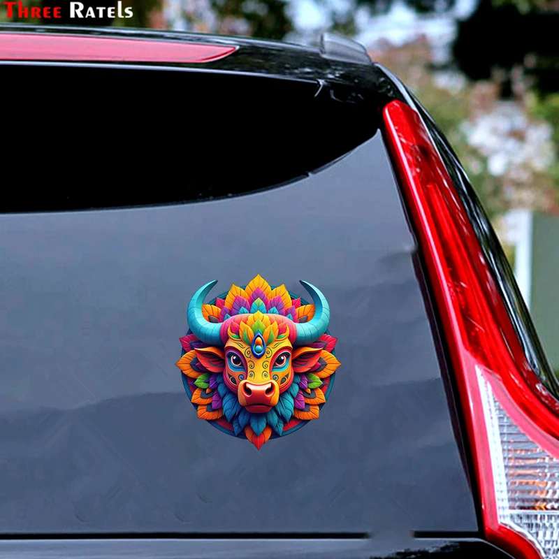 Three Ratels CG57 Colored Bull Head Totem cartoon stickers for home decoration personalized car stickers