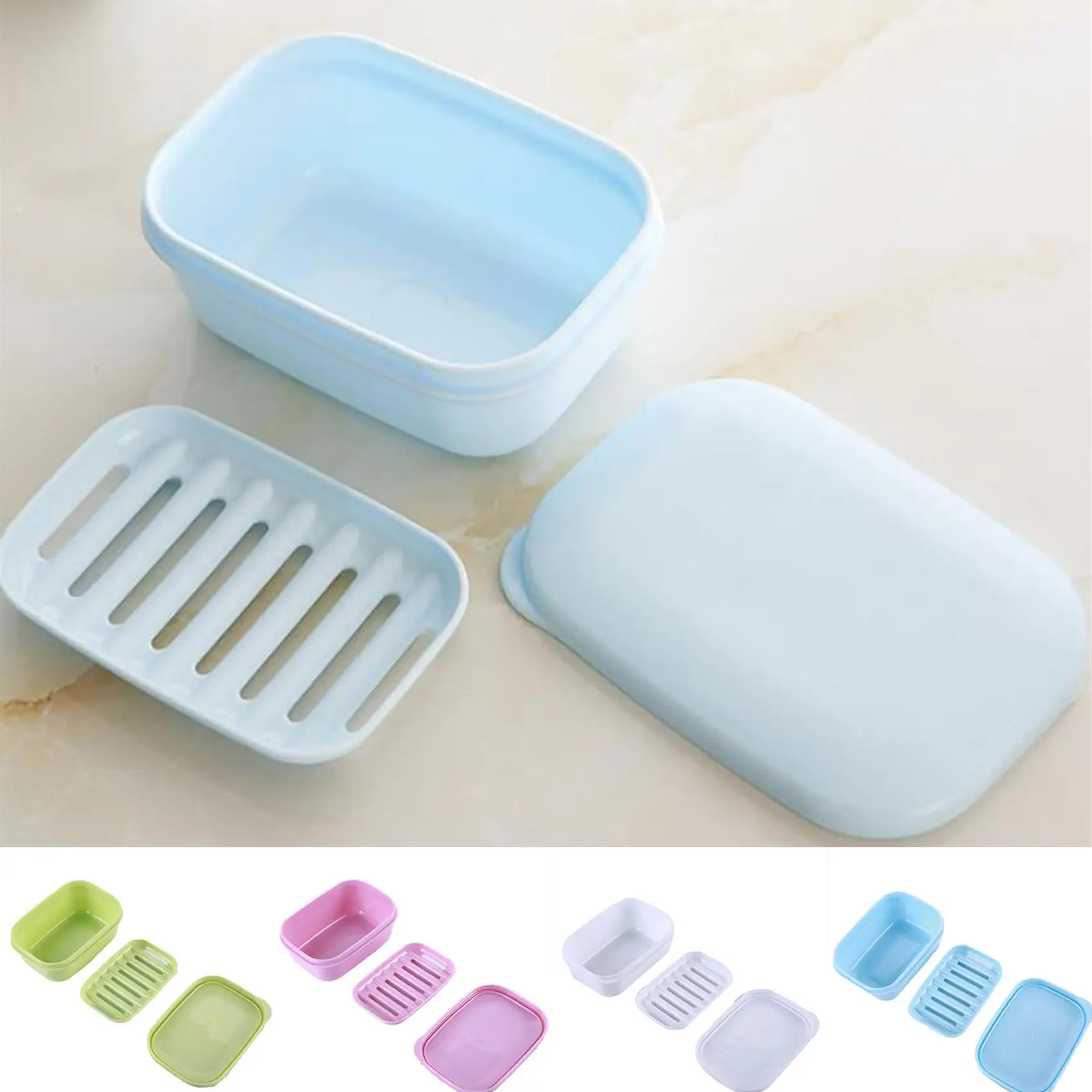 

Sponge Holder Bathroom Storage Rack Drain Soap Box Portable Non-Slip Sponge Drain Tray Shower Soap Dish Plate Holder