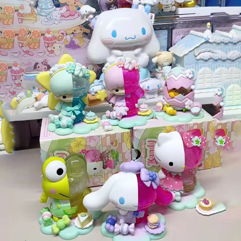 Caja ciega Sanrio Flower Dream Series Cinnamoroll Hello Kitty, bonitos accesorios de escritorio, figuritas, modelo de estatua, juguetes de regalo