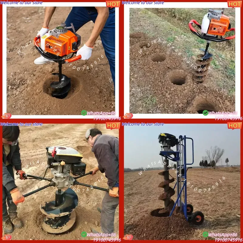 CE Certificate Gentong Earth Boring Auger Drill Machine 7-80cm Iron Alloy Material 170-220 RPM High Efficiency 1.5KW Engine