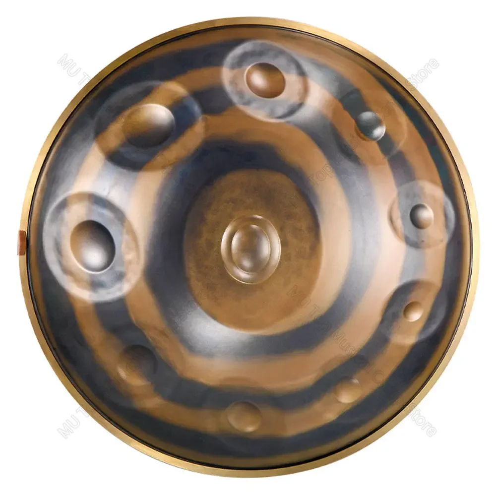 

Hluru Professional Drum Handpan Instrument, Gold Plated Frame, Steel Tongue Drum, High Performance Sound, 9 Tone, 10 Tone, 22 in